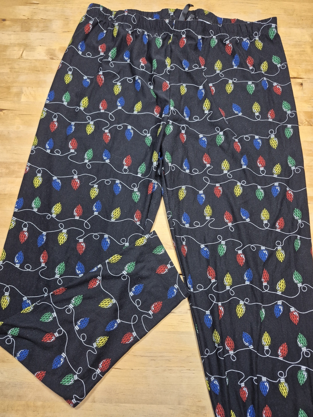 new directions Black Leggings with Red Green Blue Yellow Light Bulb Print